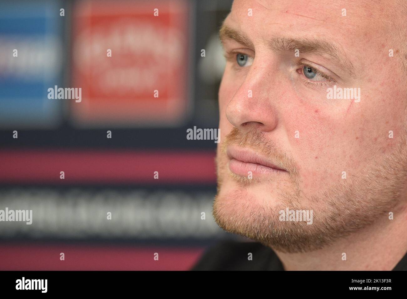 Wakefield, England -14.. September 2022 - Wakefield Trinity neuer Cheftrainer Mark Applegarth. Rugby League Betfred Super League , Wakefield Trinity Neuer Coach Termin Pressekonferenz im Be Well Support Stadium, Wakefield, Großbritannien Stockfoto