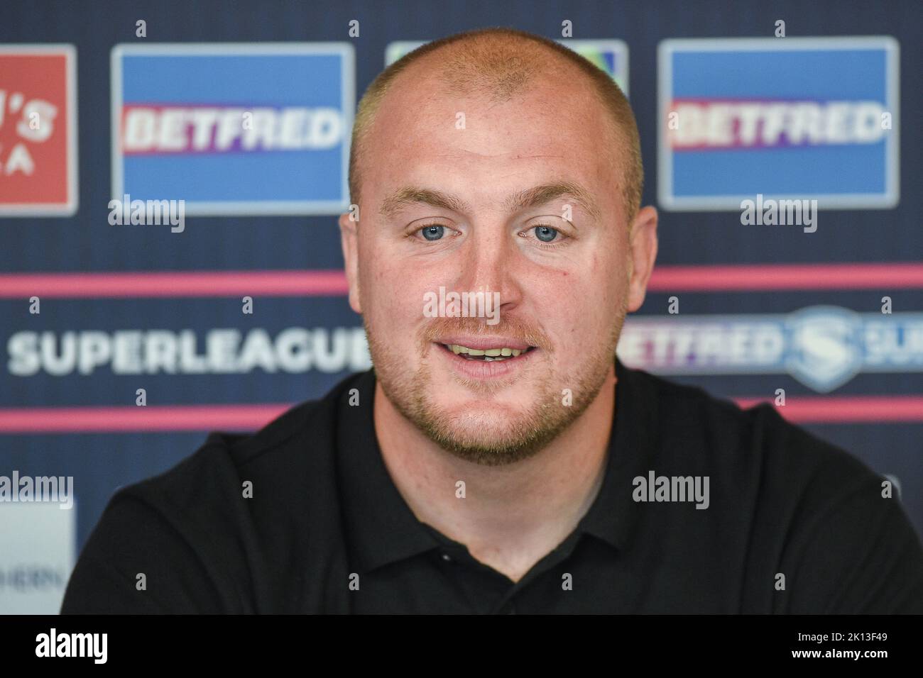 Wakefield, England -14.. September 2022 - Wakefield Trinity neuer Cheftrainer Mark Applegarth. Rugby League Betfred Super League , Wakefield Trinity Neuer Coach Termin Pressekonferenz im Be Well Support Stadium, Wakefield, Großbritannien Stockfoto