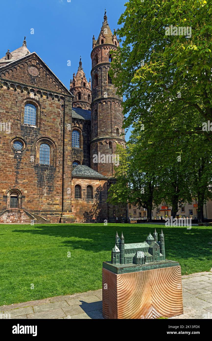 Modell, Dom Sankt Peter, erbaut 12. Jahrhundert, Südseite *** Ortsüberschrift *** Europa, Deutschland, Rheinland-Pfalz, Worms, Domplatz, Schum-City, m Stockfoto