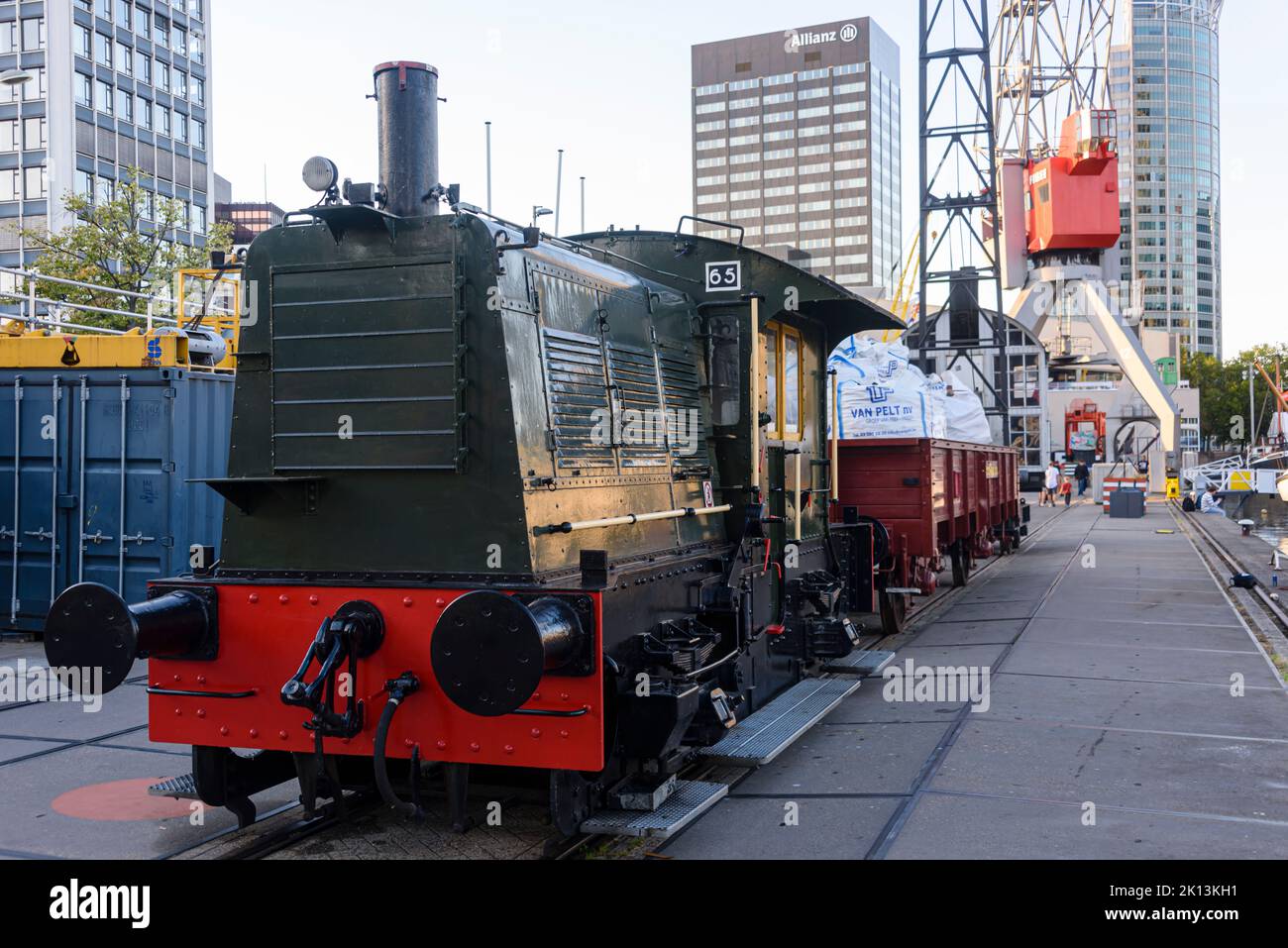 Restaurierter Dampfzug im Hafen von Rotterdam, Niederlande Stockfoto