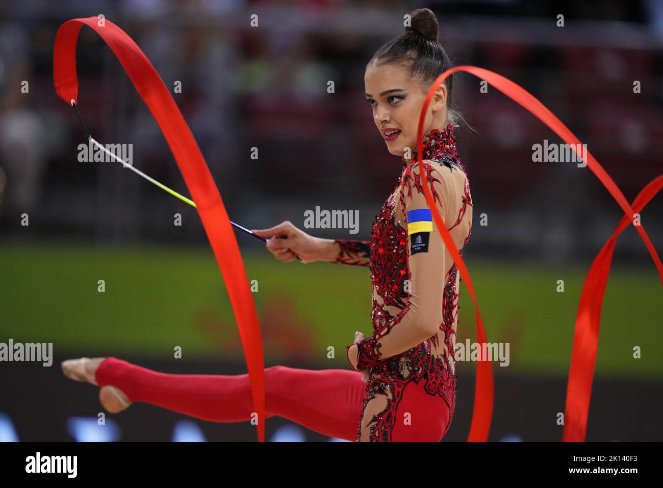 HORODNYCHA Polina (UKR) - Band während der Rhythmischen Gymnastik-Weltmeisterschaft 2022 day2, Gymnastik in Sofia, Bulgarien, September 15 2022 Stockfoto