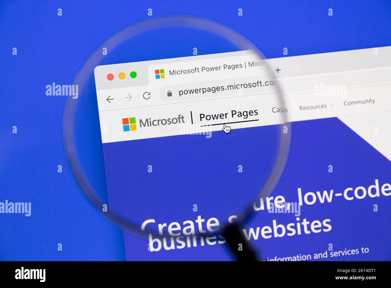 Ostersund, Schweden - 25. Juni 2022: Microsoft Power Pages Website. Microsoft Power Pages ist ein Low-Code-Unternehmen Website Builder. Entwickelt von Microsoft Stockfoto