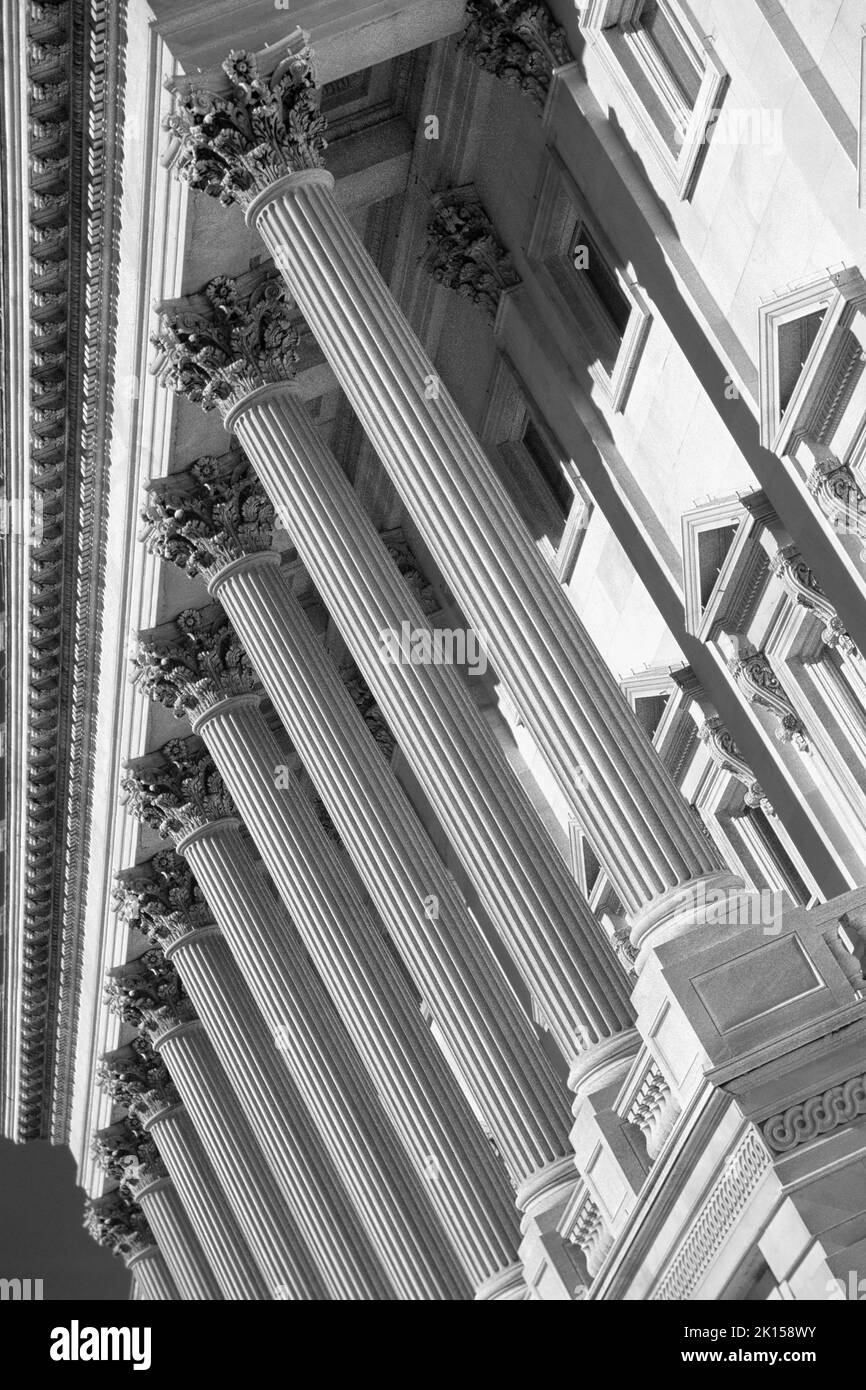 US Capitol Building Details, eng zugeschnittenes Bild der Fassade des Gebäudes. Stockfoto