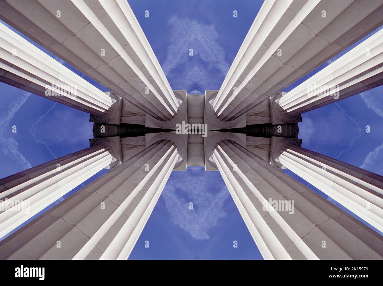 Kaleidoskop-Vision der dorischen Säulen des Lincoln Memorial, Washington, DC, USA Stockfoto