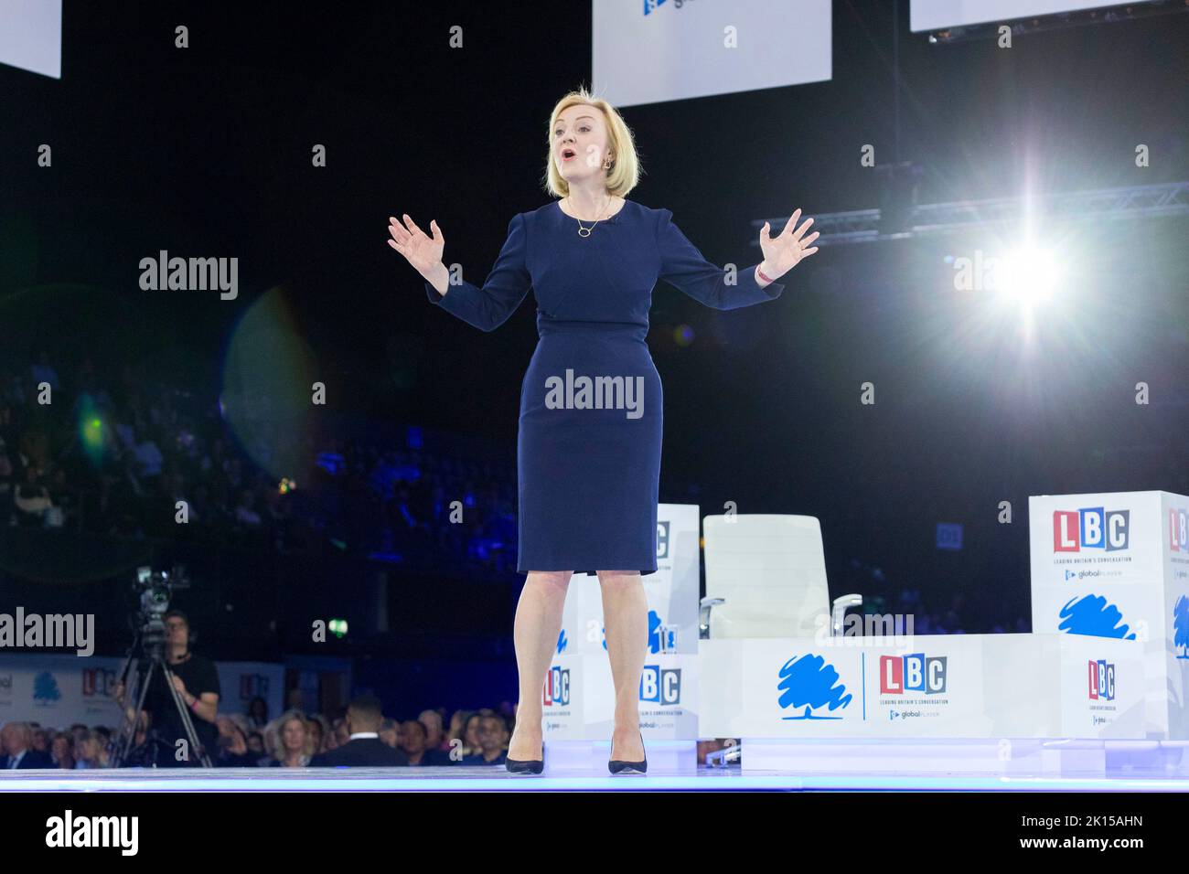 Die letzten Tory Hustings finden heute Abend in Wembley in London statt. Im Bild: Liz Truss hält ihre Rede. Bild aufgenommen am 31.. August 2022. © Belinda Jia Stockfoto