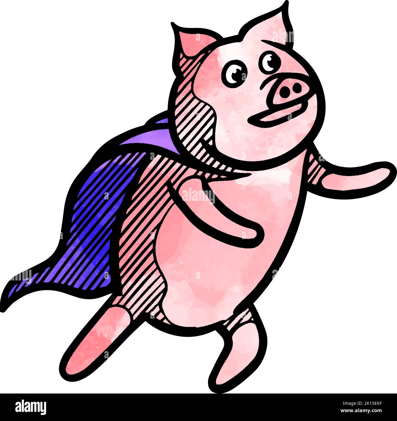 Handgezeichnetes Schwein im Aquarellstil Stock Vektor