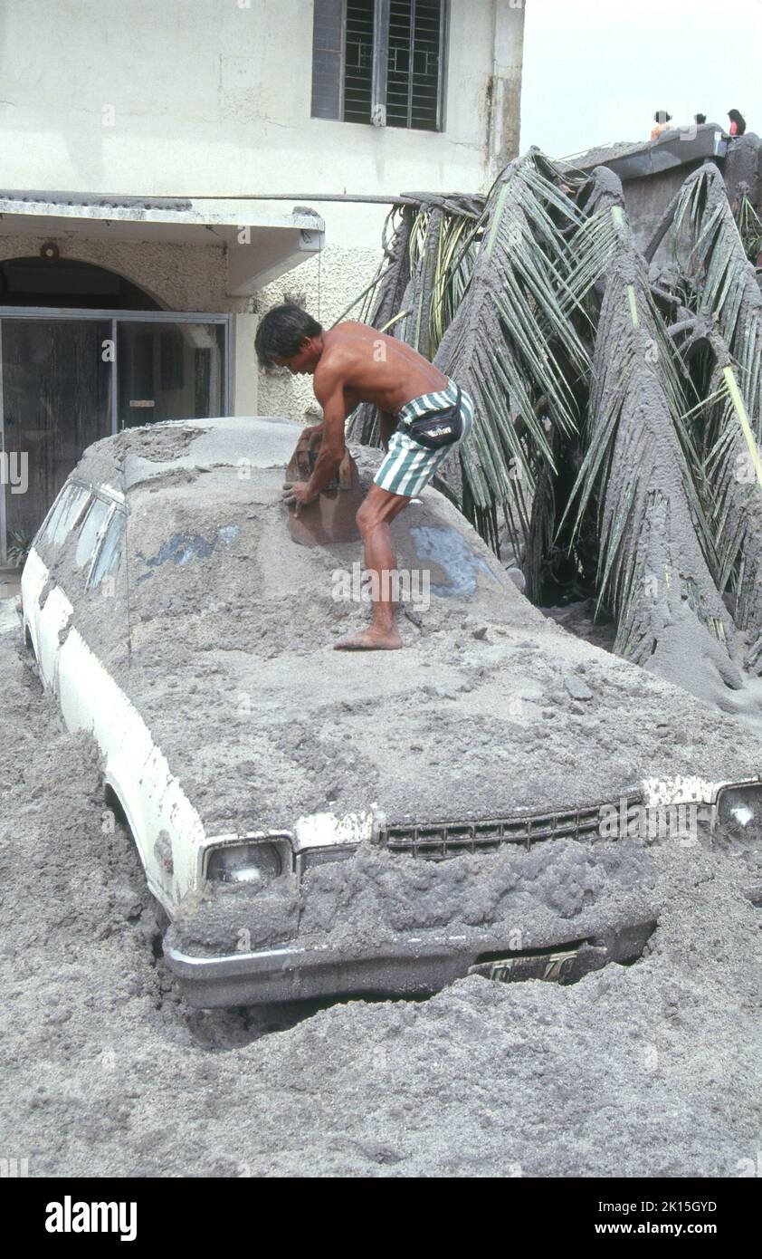 Nach dem Vulkanausbruch des Mount Pinatubo Caldera, Olongapo, Philippinen. Stockfoto