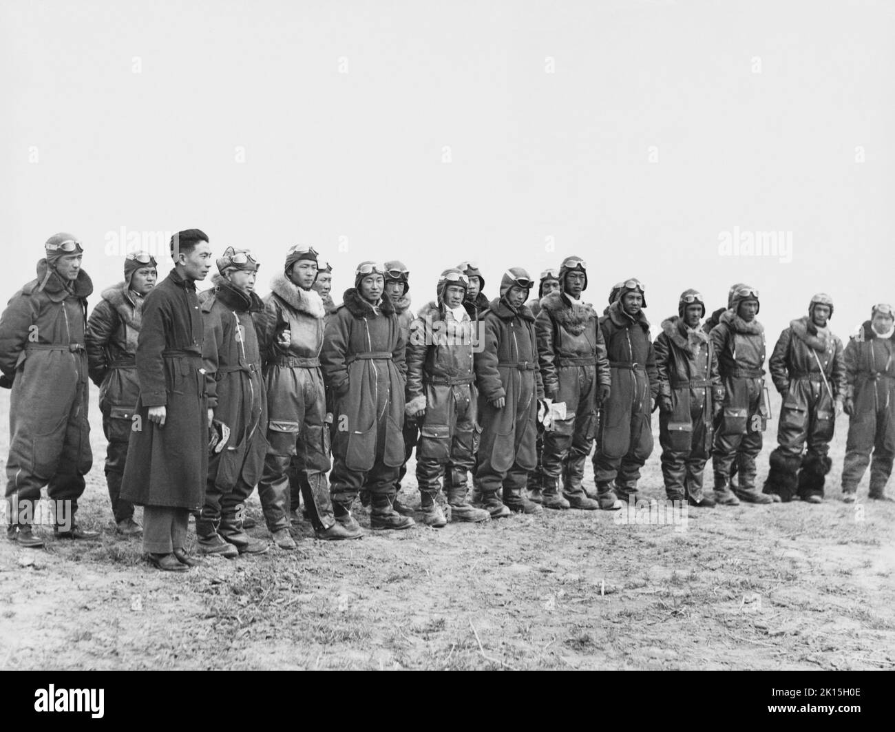 Undatierte Abbildung der Piloten der chinesischen Luftwaffe aus dem Zweiten Weltkrieg. Stockfoto