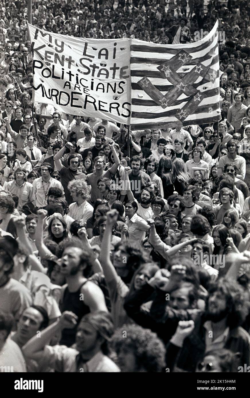 Demonstranten füllen den Boston Common im Jahr 1970 aus Anteilnahme für die Opfer des Staatmassakers von Kent am 4.. Mai. Stockfoto