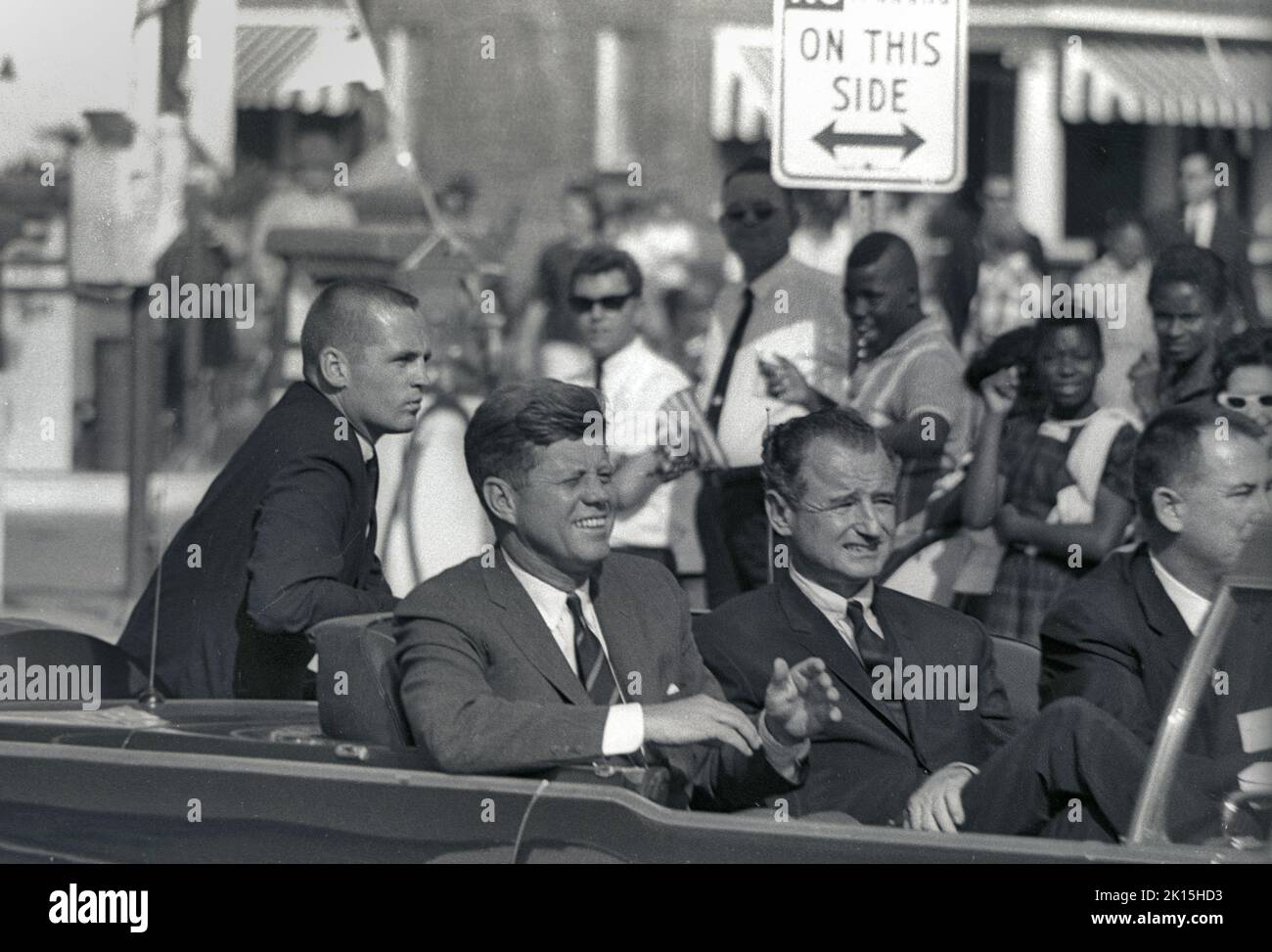 John F. Kennedy fotografiert in Tampa, Florida, am 18. November 1963. Dies war vier Tage vor seinem Attentat in Dallas. Stockfoto