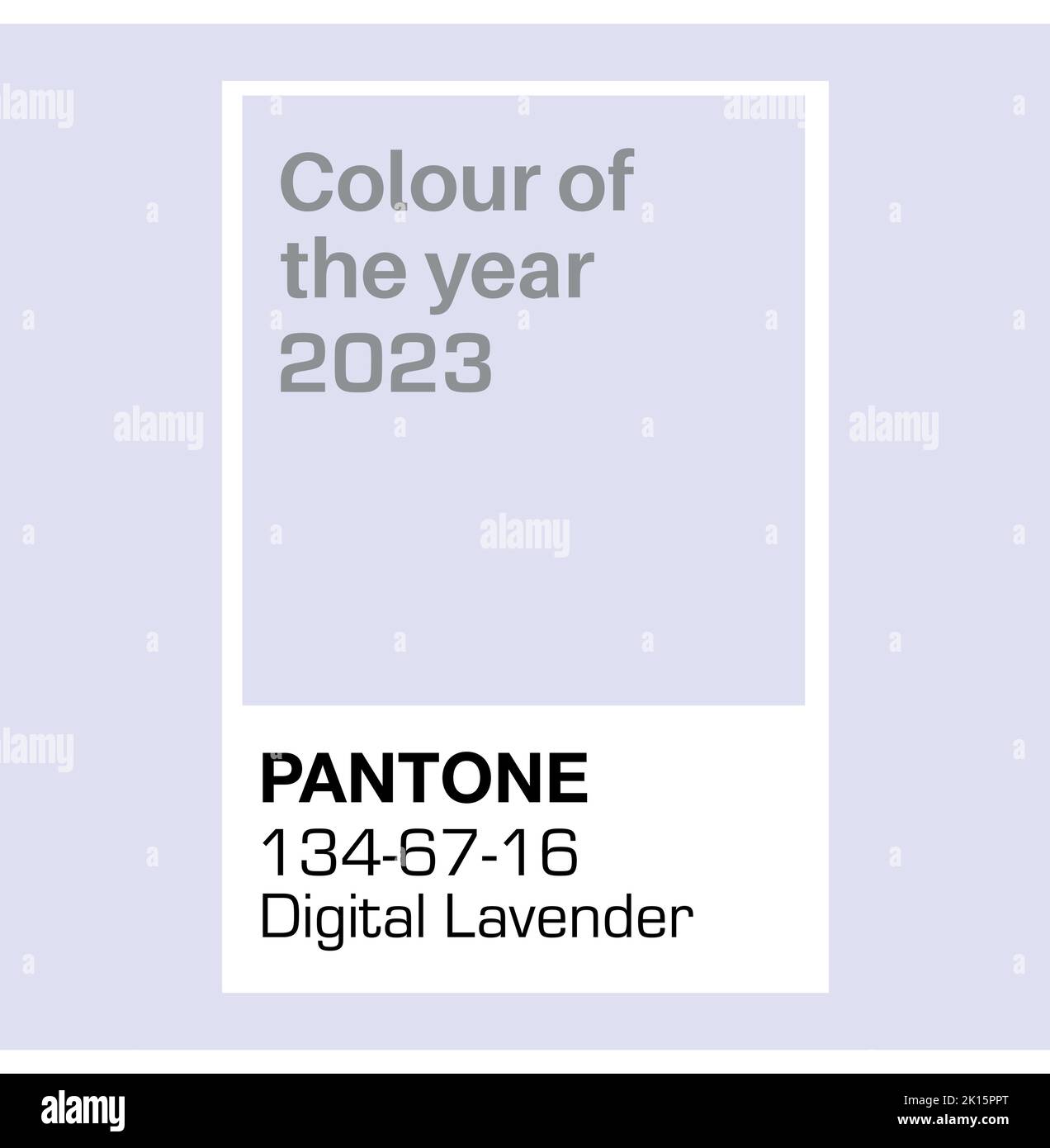 SWINDON, Großbritannien - 15. September 2023: Pantone Digital Lavender Trending Color of the Year 2023. Farbmuster, Vektorgrafik Stock Vektor