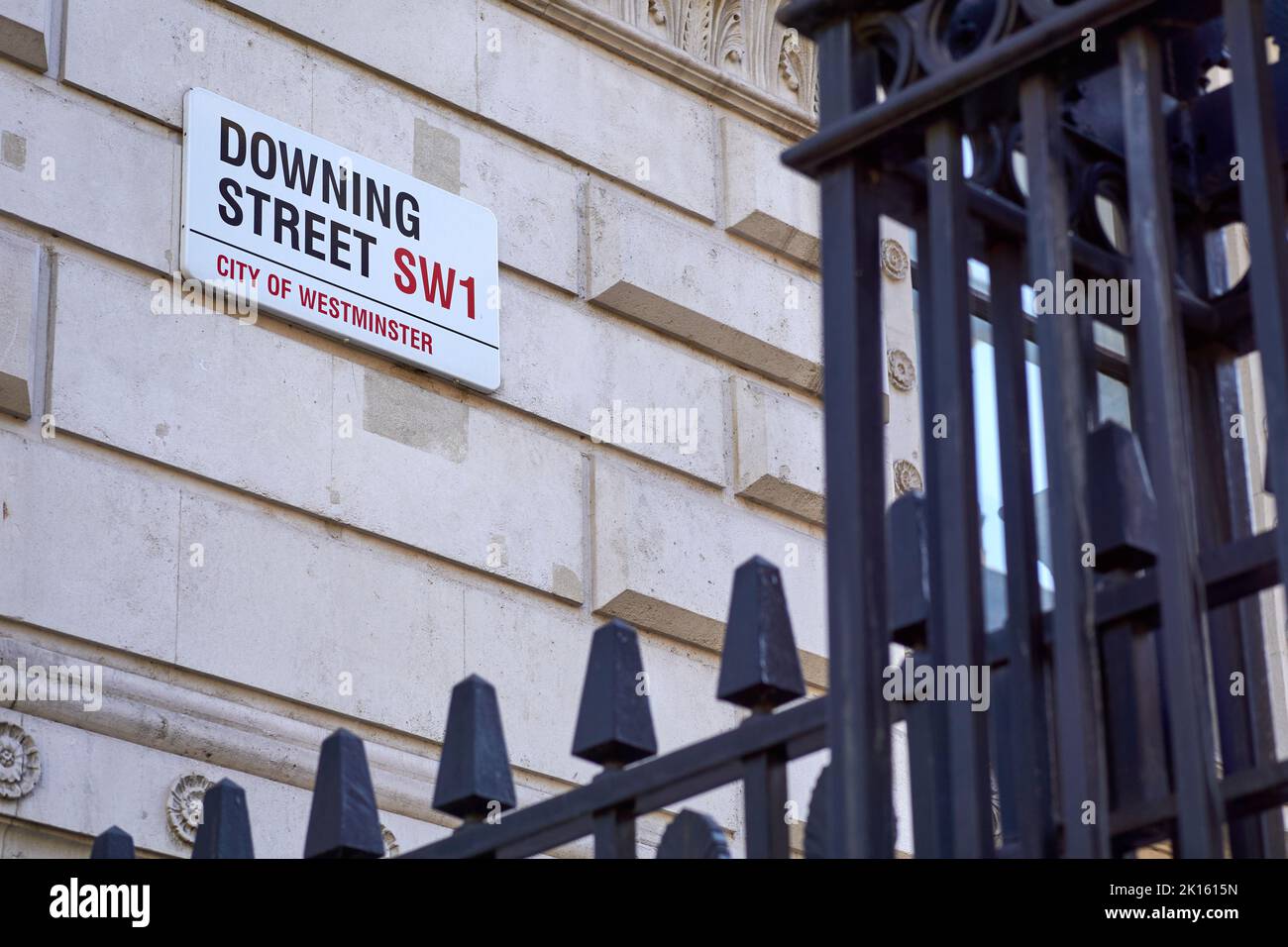 Downing Street Zeichen Stockfoto