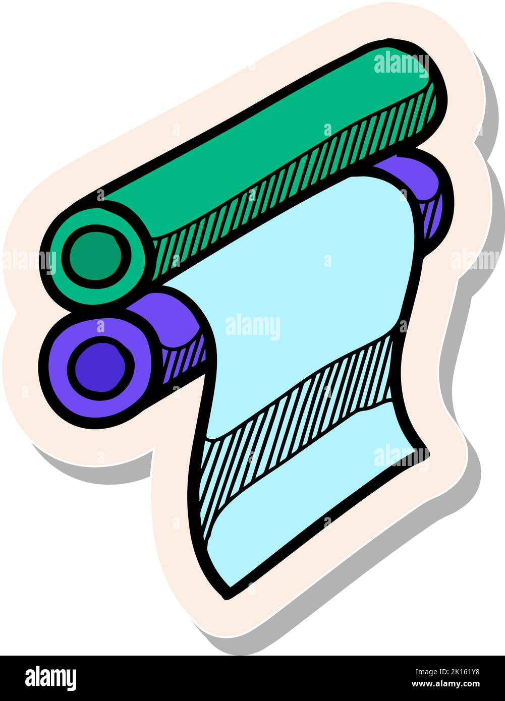 Handgezeichnetes Symbol für Druckrolle in Doodle-Skizze in Vektorgrafik im Stickerstil Stock Vektor