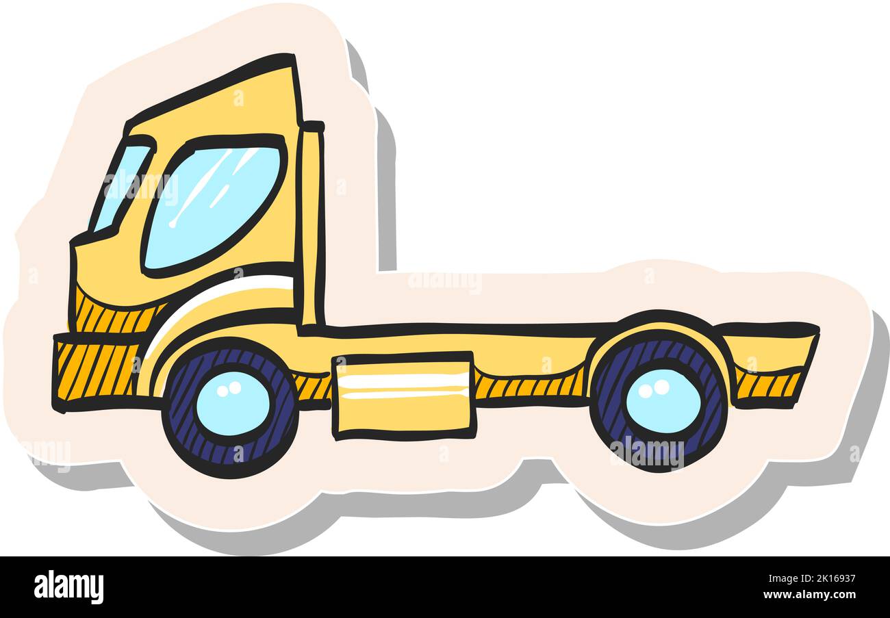 Handgezeichnetes Symbol für leeren Container-Hubwagen in Vektorgrafik im Stickerstil Stock Vektor