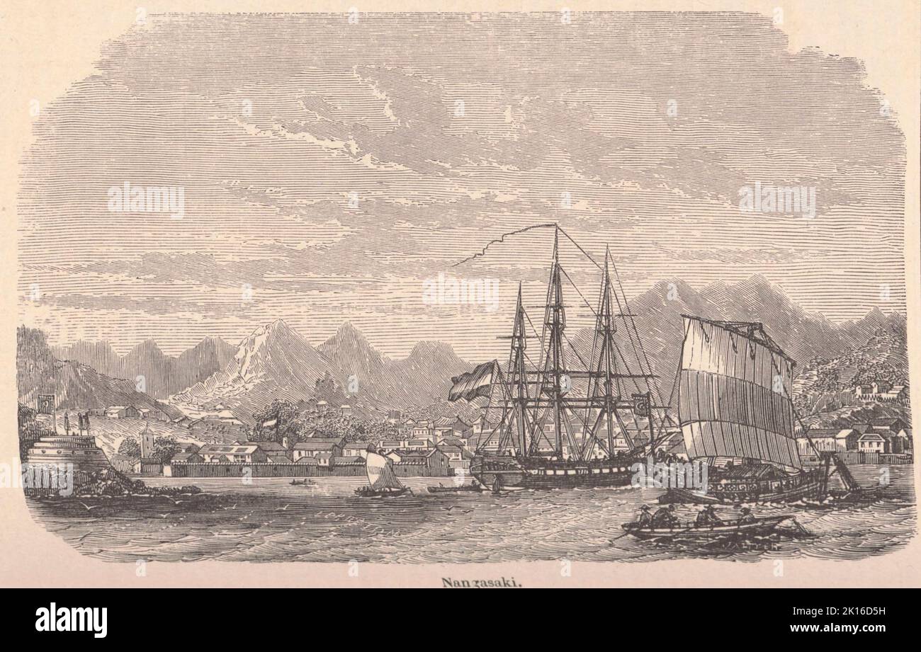 Nagasaki Japan c1857. Aus Le Monde illustré, 14 1857. November No31. Stockfoto