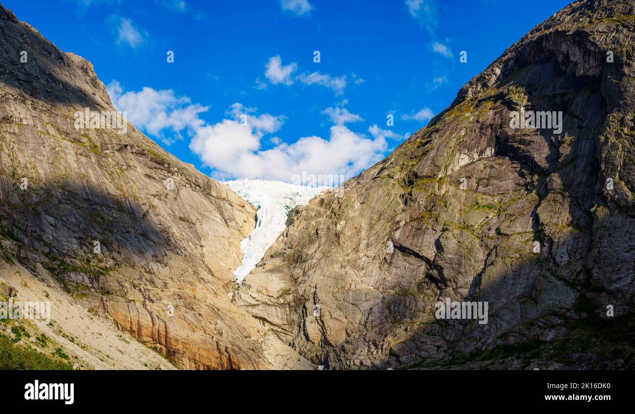 Jostedalsbreen National Park Gletscher schmelzen und weichen zurück Stockfoto