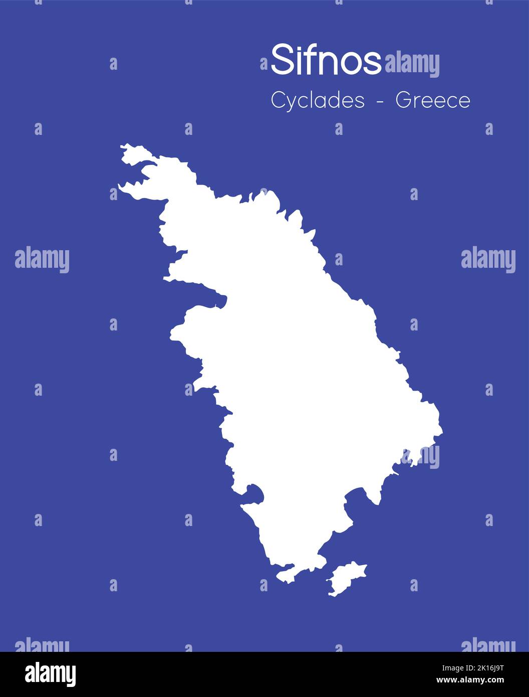 Eine isometrische Karte von Sifnos ist eine Insel im dodekanischen Archipel in Griechenland Stock Vektor