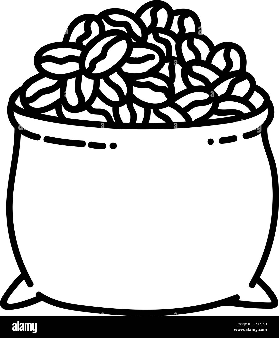 Sack-Symbol für Kaffeebohnen. Handgezeichnete Vektorgrafik. Bearbeitbare Linienführung Stock Vektor