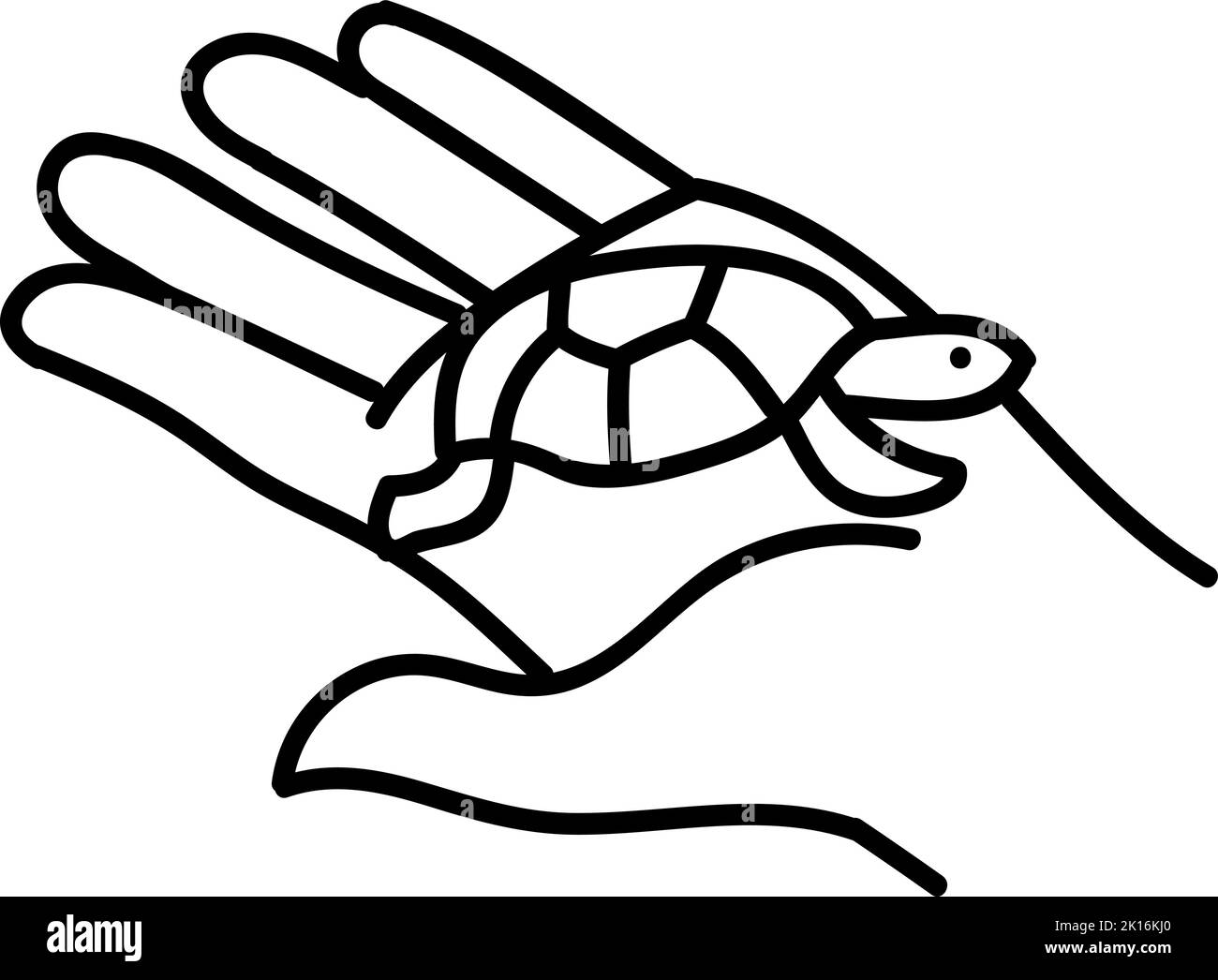 Tier neu geschlüpft Schildkröte Baby Symbol. Handgezeichnete Vektorgrafik. Bearbeitbare Linienführung. Stock Vektor