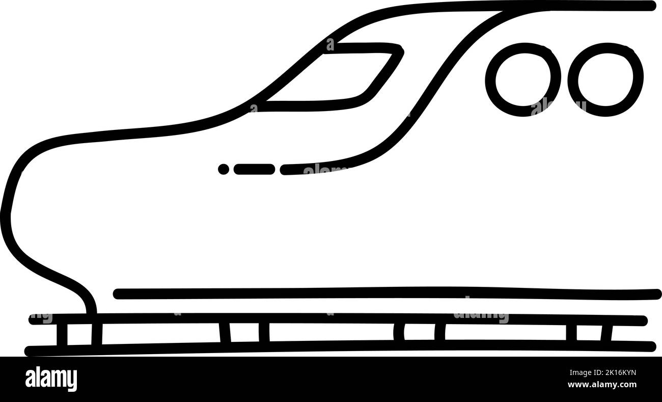 Bullet Train-Symbol. Handgezeichnete Vektorgrafik. Bearbeitbare Linienführung. Stock Vektor