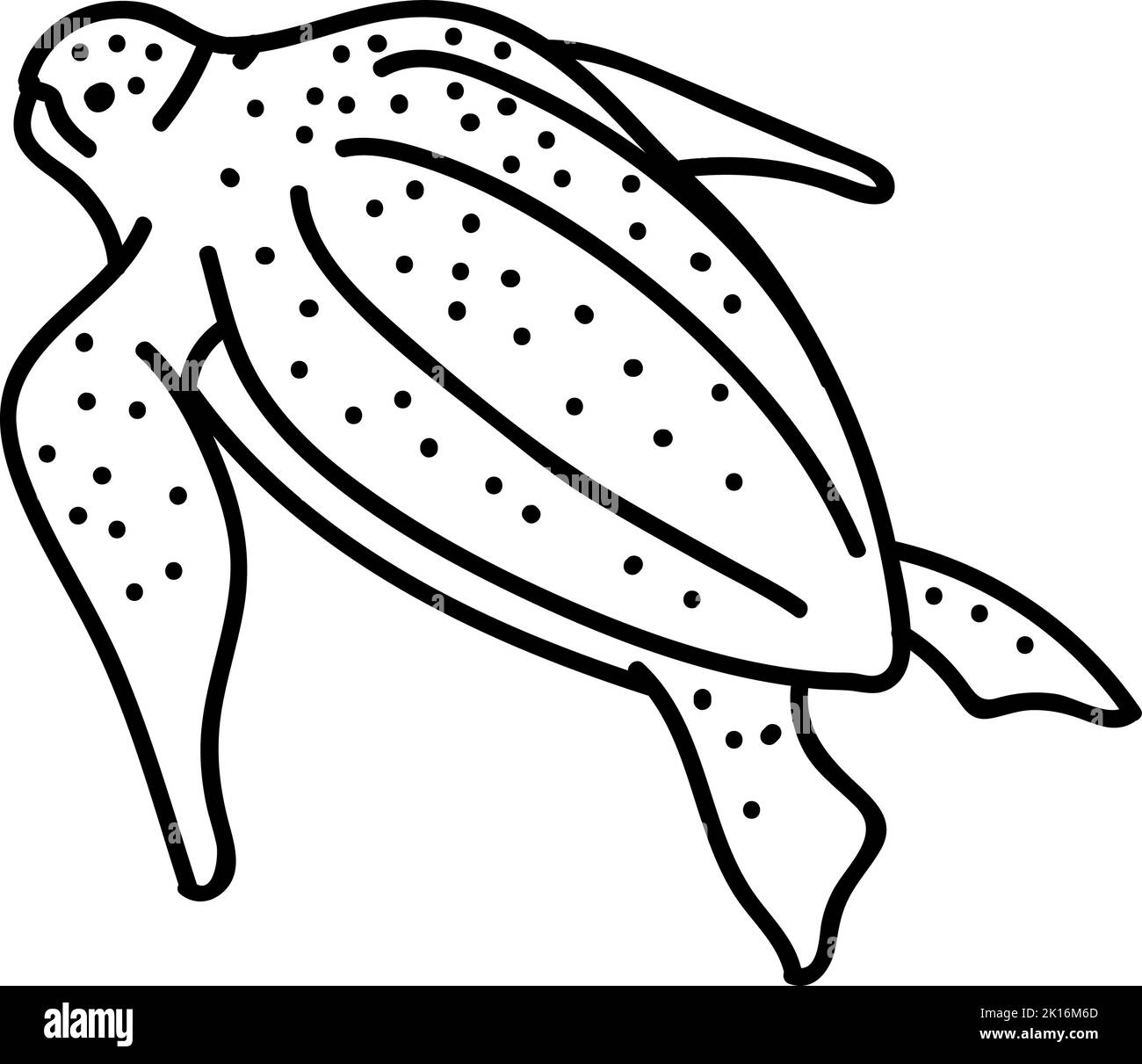 Symbol der Lederschildkröte. Handgezeichnete Vektorgrafik. Bearbeitbare Linienführung. Stock Vektor