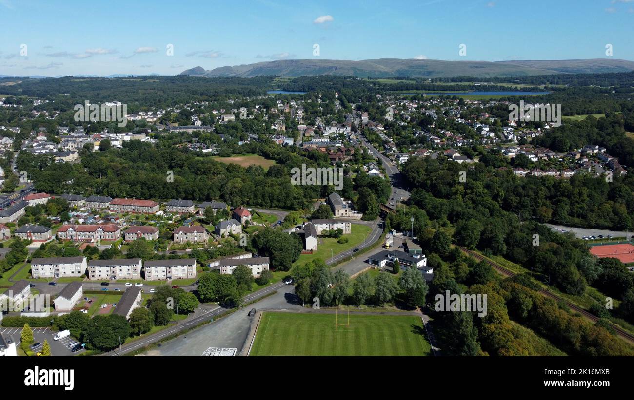 Eine Luftaufnahme der Stadt Milngavie, in der Nähe von Glasgow, Schottland Stockfoto