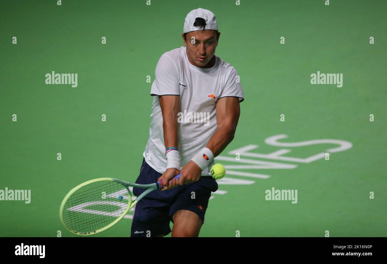 Rennes, Frankreich. 15. September 2022. Ryan Peniston aus Großbritannien während der Open de Rennes 2022, ATP Challenger Tennisturnier am 15. September 2022 im Le Liberte Stadion in Rennes, Frankreich. Foto von Laurent Lairys/ABACAPRESS.COM Quelle: Abaca Press/Alamy Live News Stockfoto