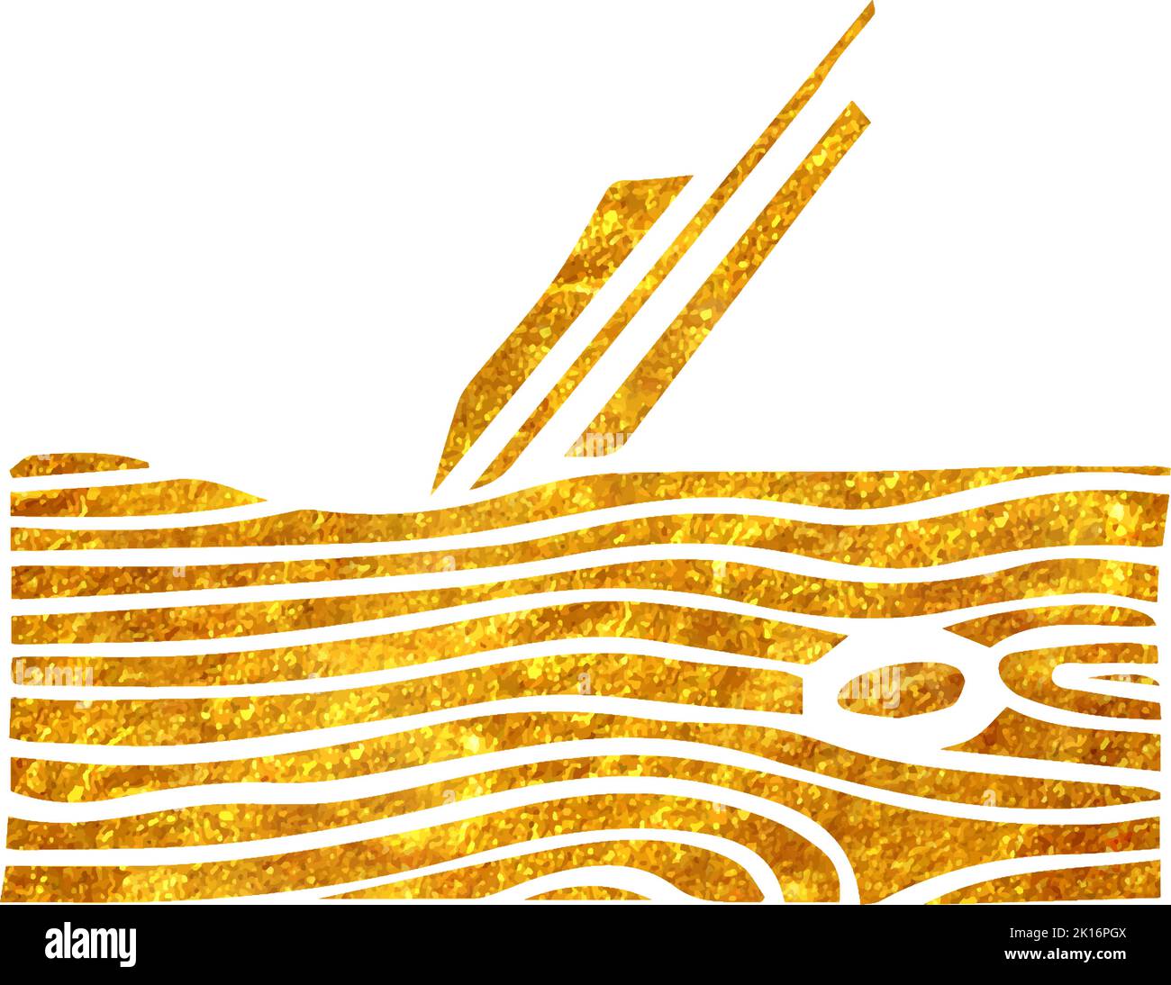 Holzbearbeitungswerkzeug in Goldfolie Textur Vektor Illustration Stock Vektor