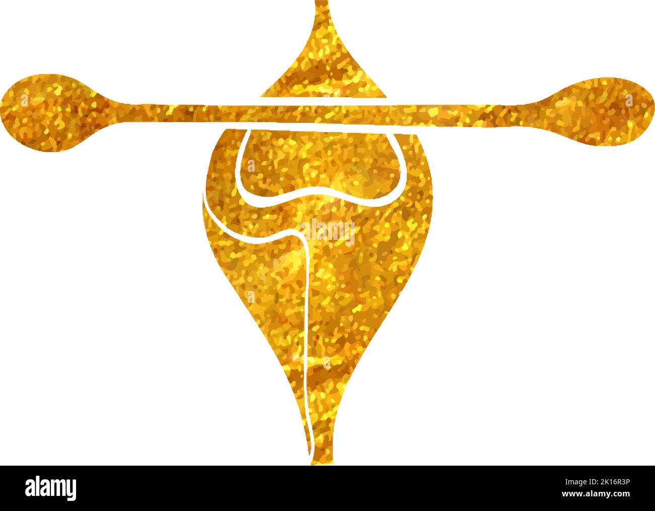 Handgezeichnetes Kanu-Symbol in Gold-Folie-Textur-Vektor-Illustration Stock Vektor