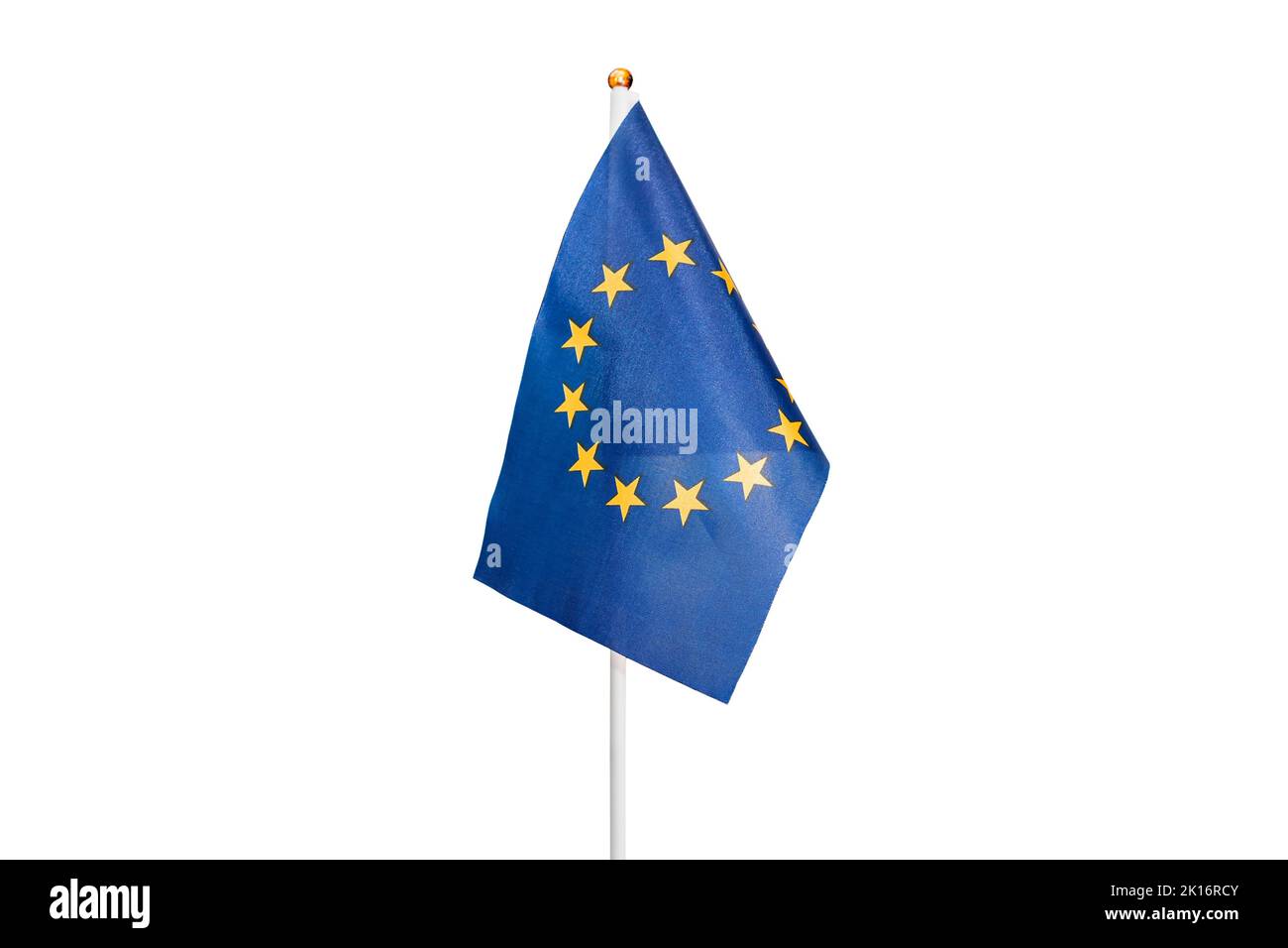 EU-Flagge isoliert auf weißem Hintergrund. Flagge der Europäischen Union Stockfoto