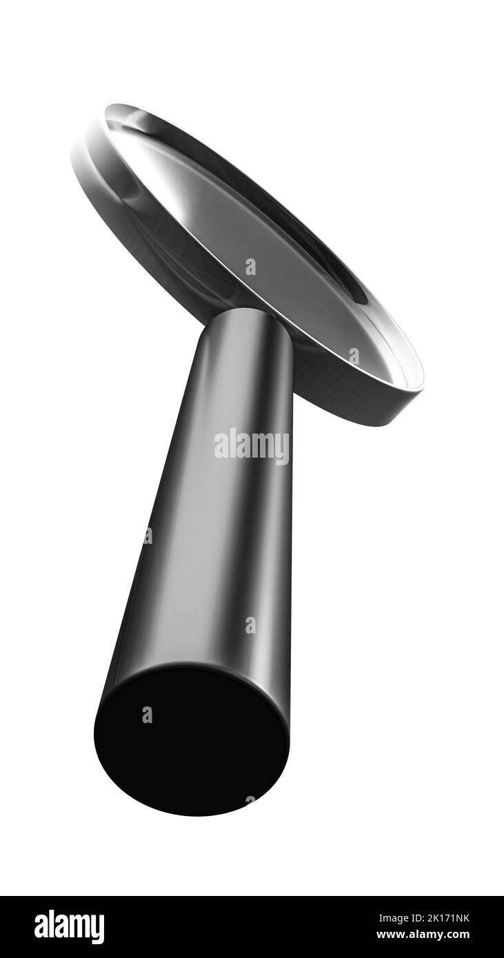 Lupe isoliert auf weißem Hintergrund 3D Abbildung Stockfoto