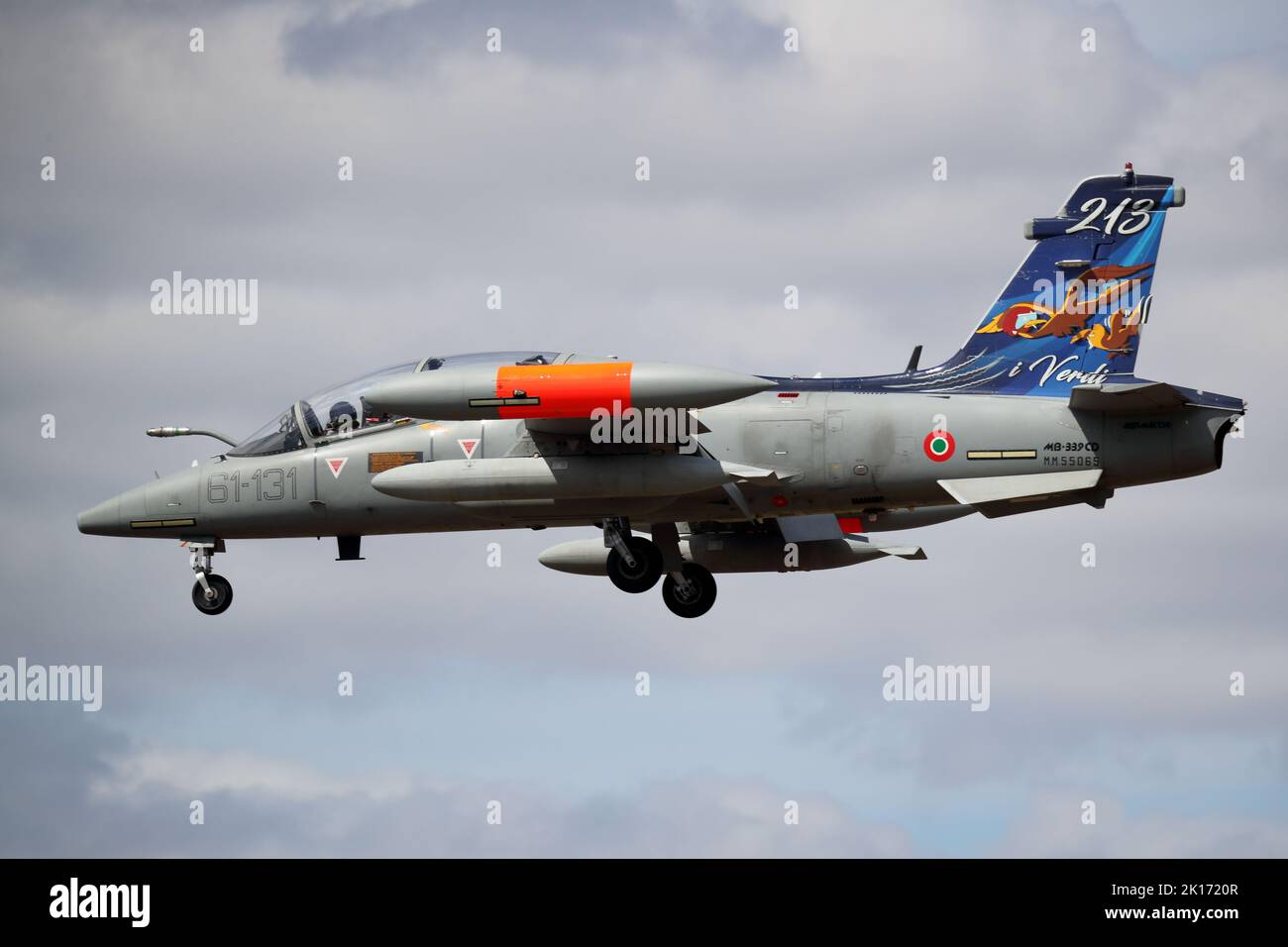 Italienische Luftwaffe Aermacchi MB-339CD Verdi beim Royal International Air Tattoo RIAT 2022 bei RAF Fairford, Gloucestershire, Großbritannien Stockfoto