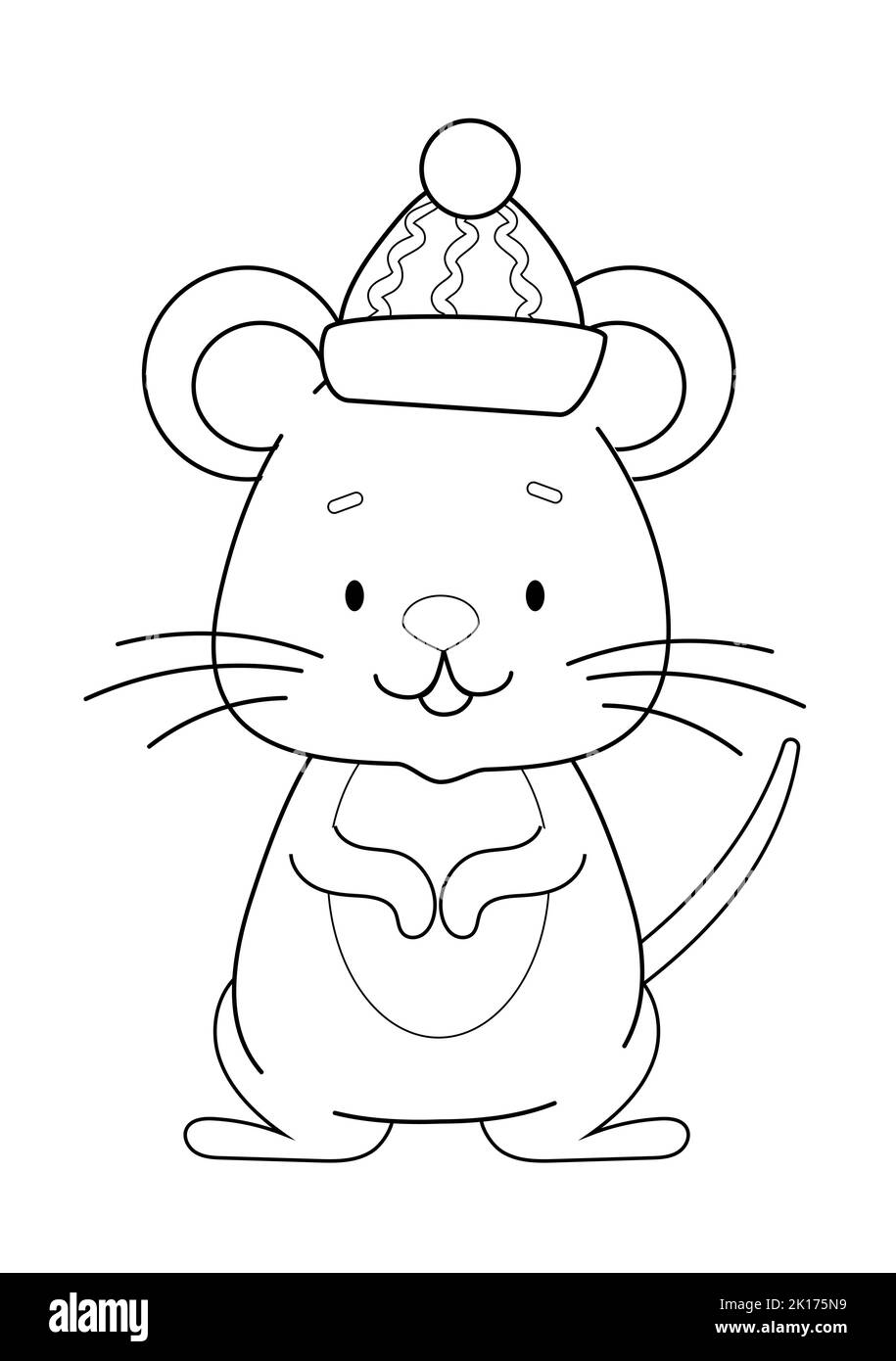 Malbuch mit einer niedlichen Maus in einem Hut Stock Vektor