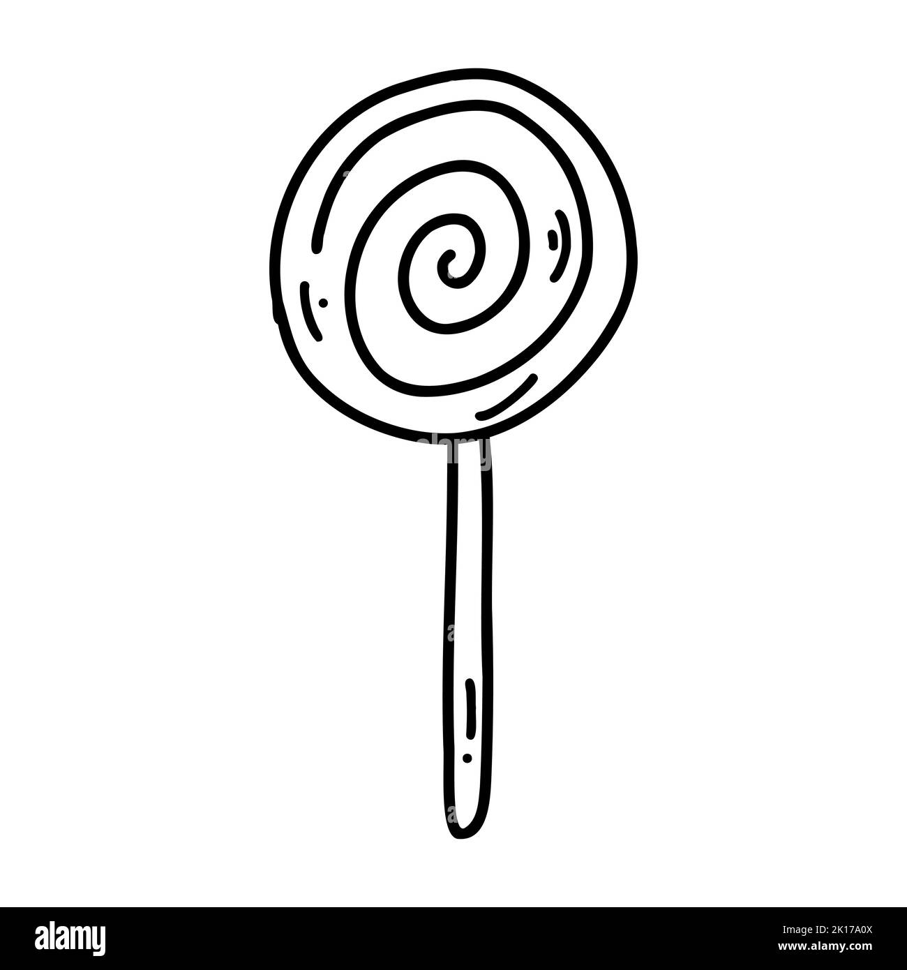 Handgezeichneter Doodle Lollipop. Vektor-Skizze Illustration, Linienkunst für Web-Design, Symbol, Druck, Malseite Stock Vektor