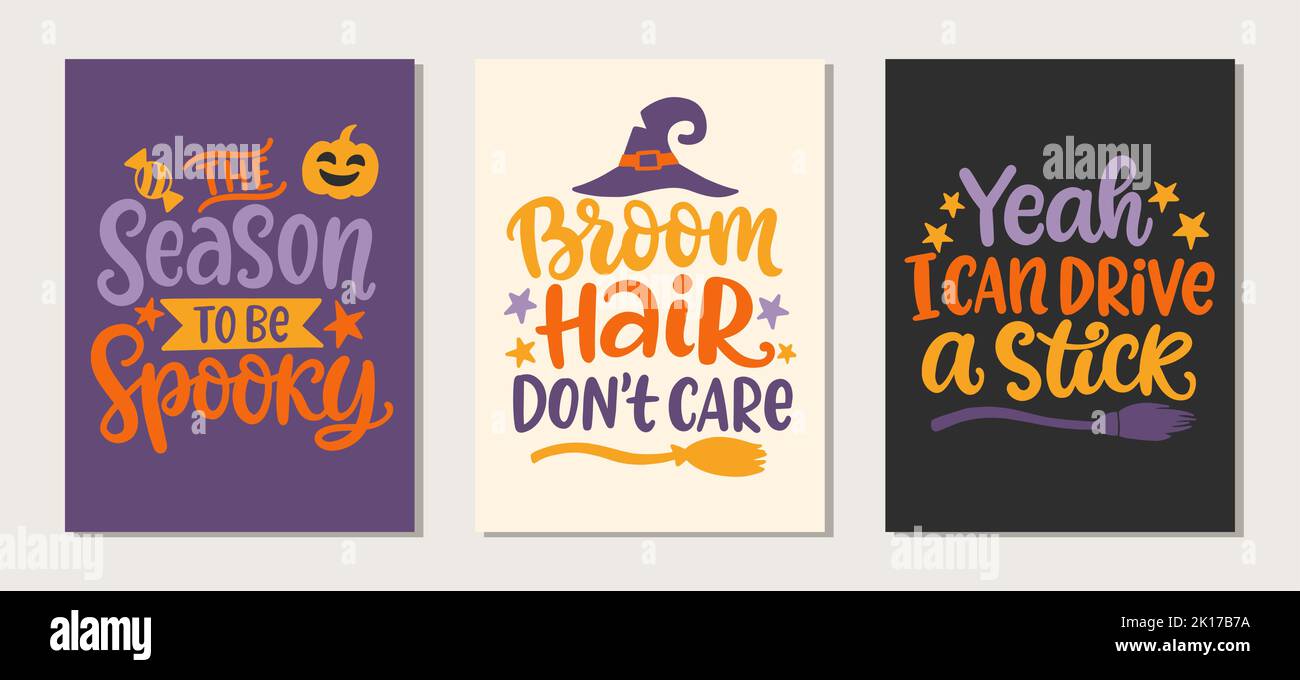 Set von Halloween handgezeichneten niedlichen Schriftzügen Stock Vektor
