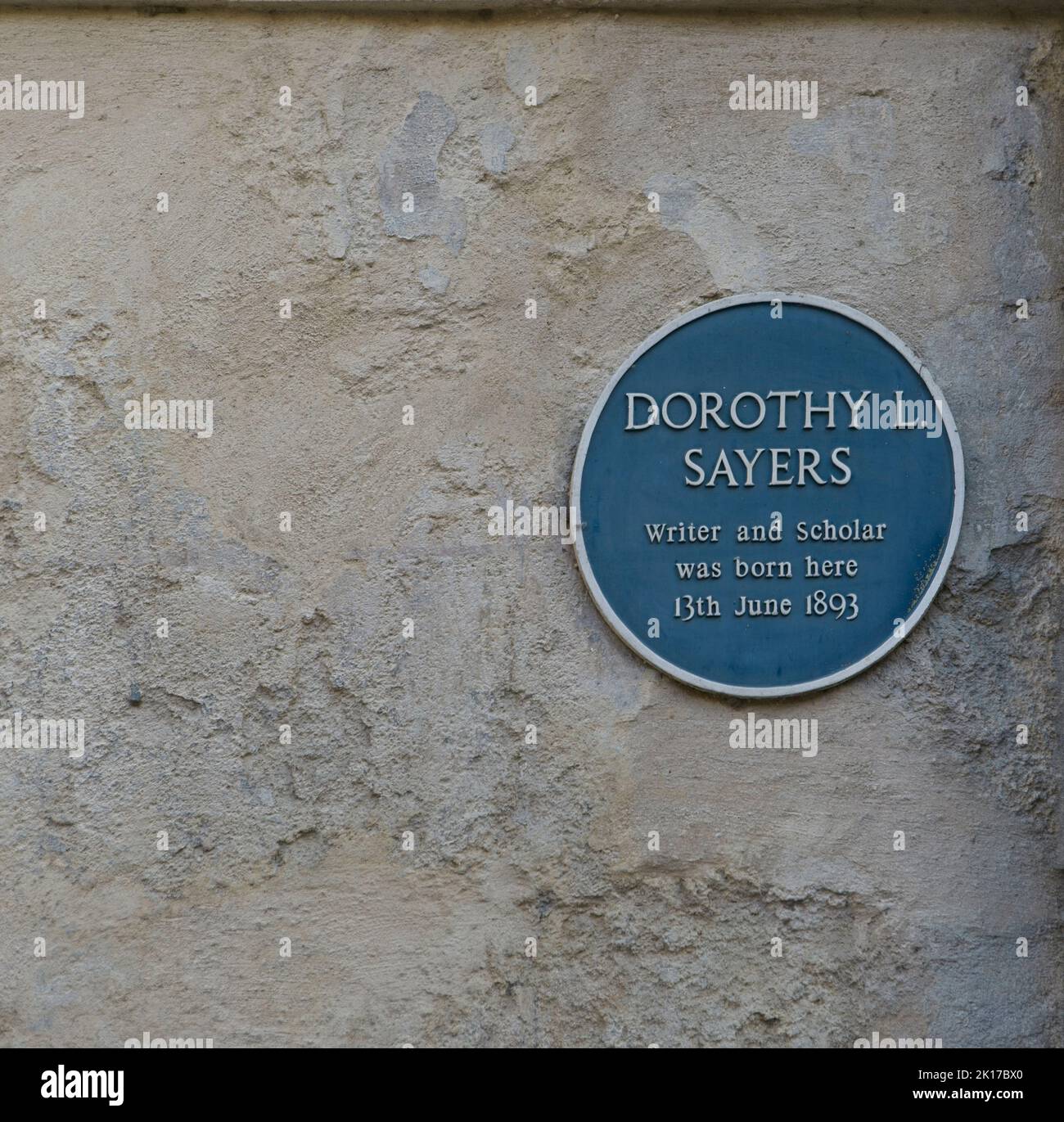 Dorothy L Sayers Schriftstellerin und Gelehrte wurde hier am 13.. Juni 1893 geboren. Brewer Street, Oxford Stockfoto