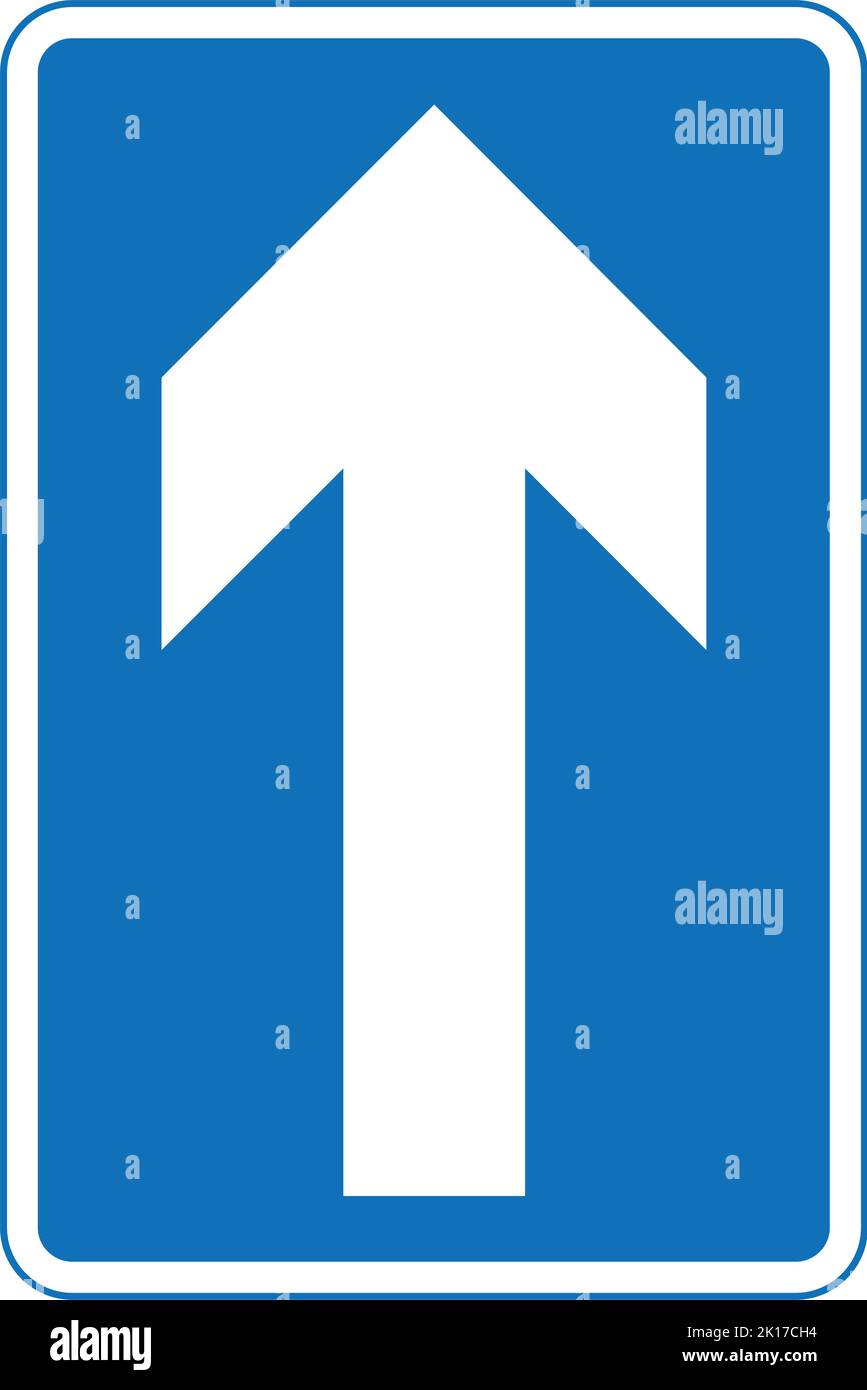 Einbahnverkehr (Hinweis: vergleichen Sie kreisförmige ‘nur vor’ Zeichen), die Autobahn-Code-Verkehrszeichen, Schilder geben Anweisungen, Schilder mit roten Kreisen sind meist proh Stock Vektor