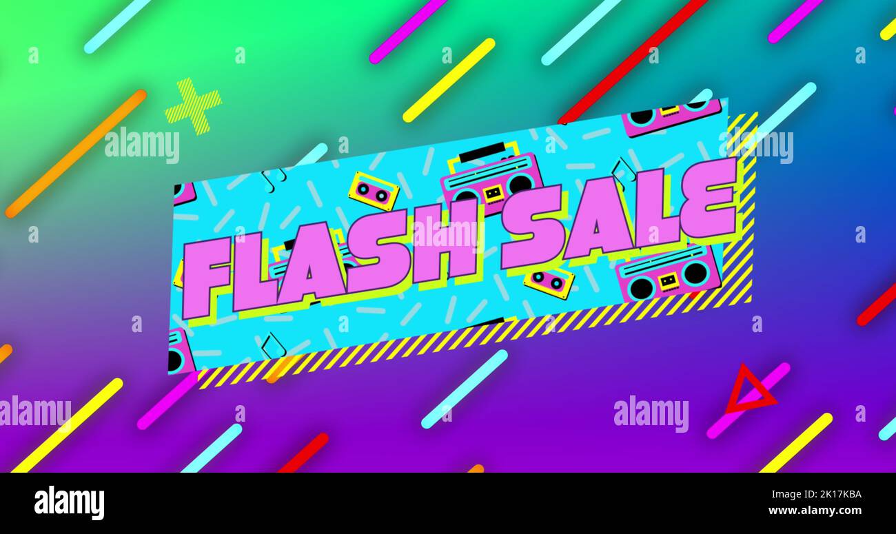 Bild von Flash-Verkaufstext über bunten Wegen Stockfoto