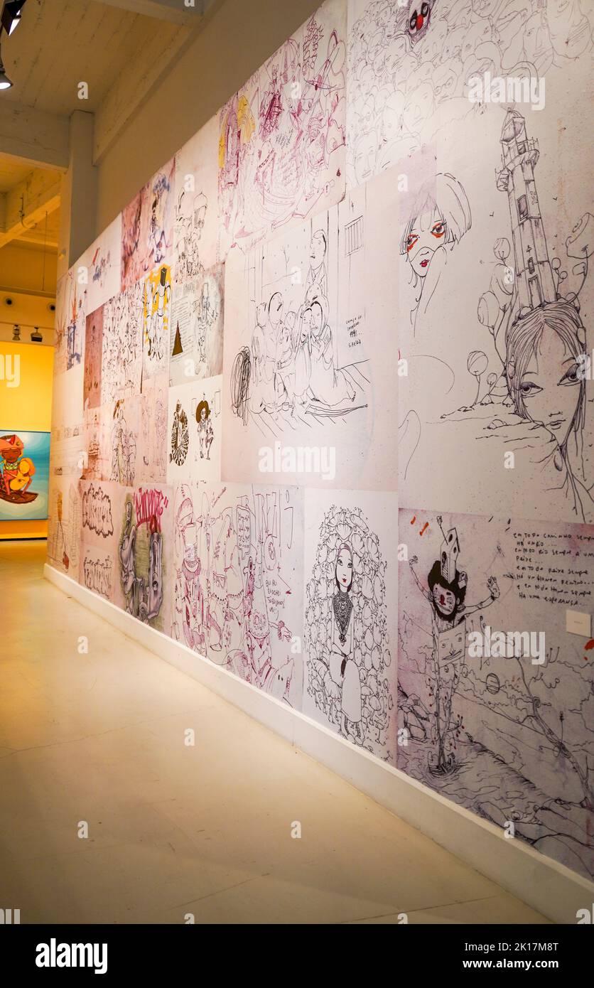 Ausstellung OS Gemeos, OS Yemeos, im Zentrum für zeitgenössische Kunst von Malaga, CAC Museum in Malaga, Andalusien, Stockfoto