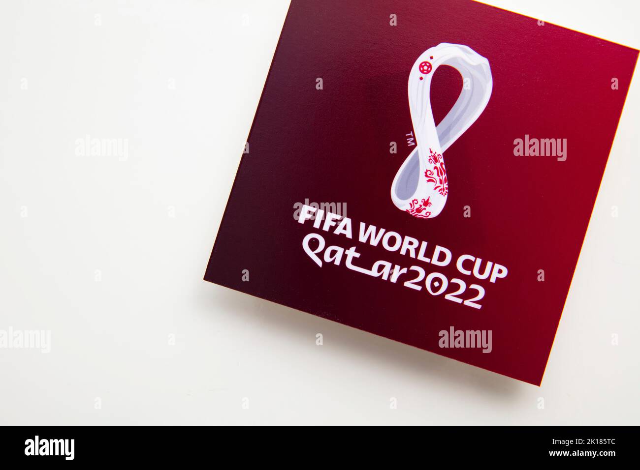 LONDON, Großbritannien - 2022. September: Offizielles Logo für die Weltmeisterschaft 2022 in Katar Stockfoto
