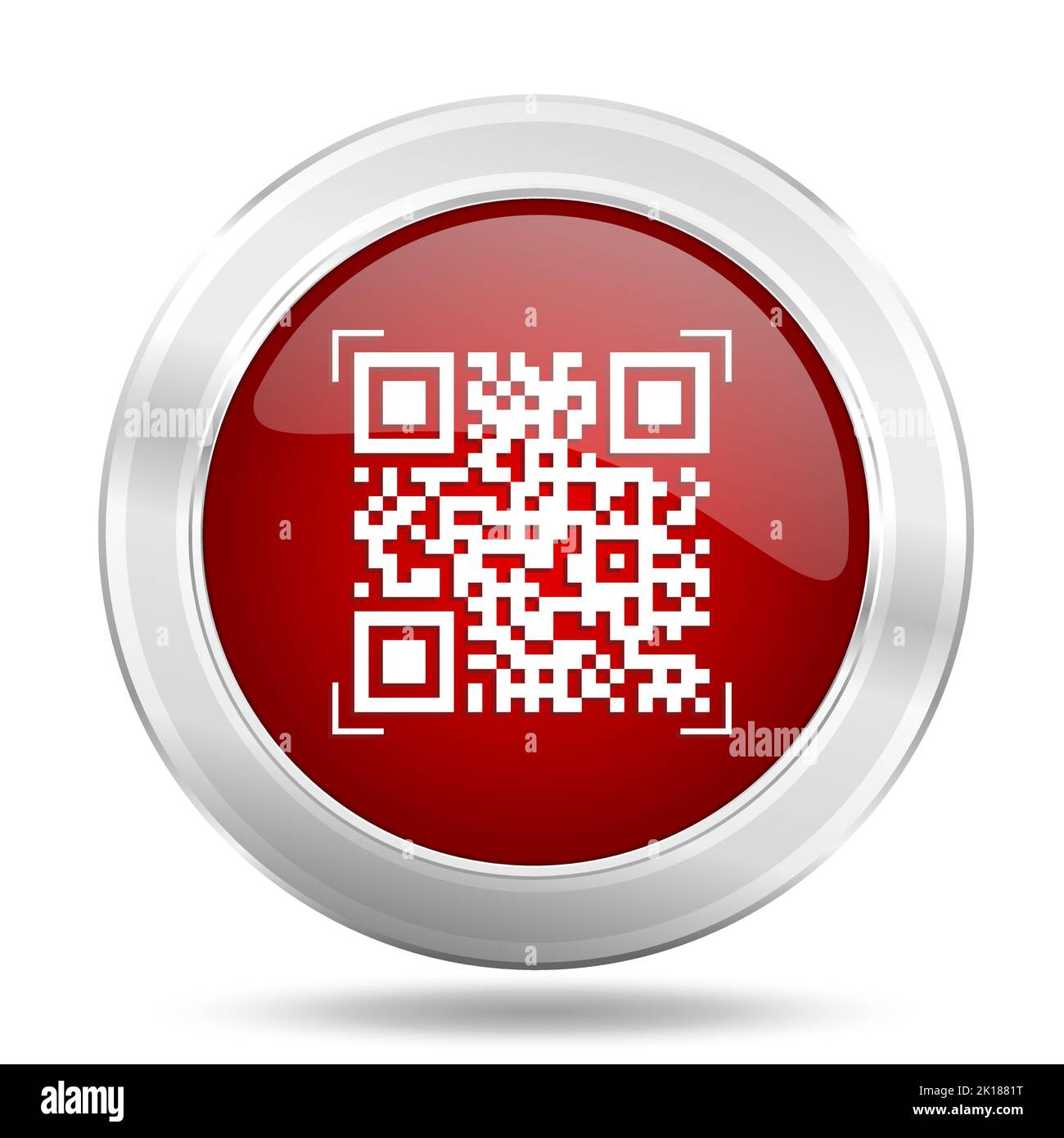 QR-Code rot glänzend Vektor-Symbol, Business Concept silber metallic runden Web-Button Stock Vektor
