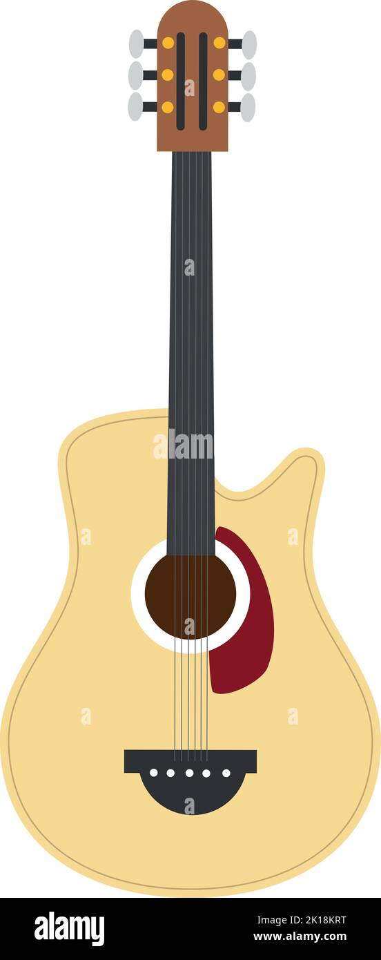 Vektordarstellung einer akustischen Gitarre im Cartoon-Stil isoliert auf weißem Hintergrund Stock Vektor