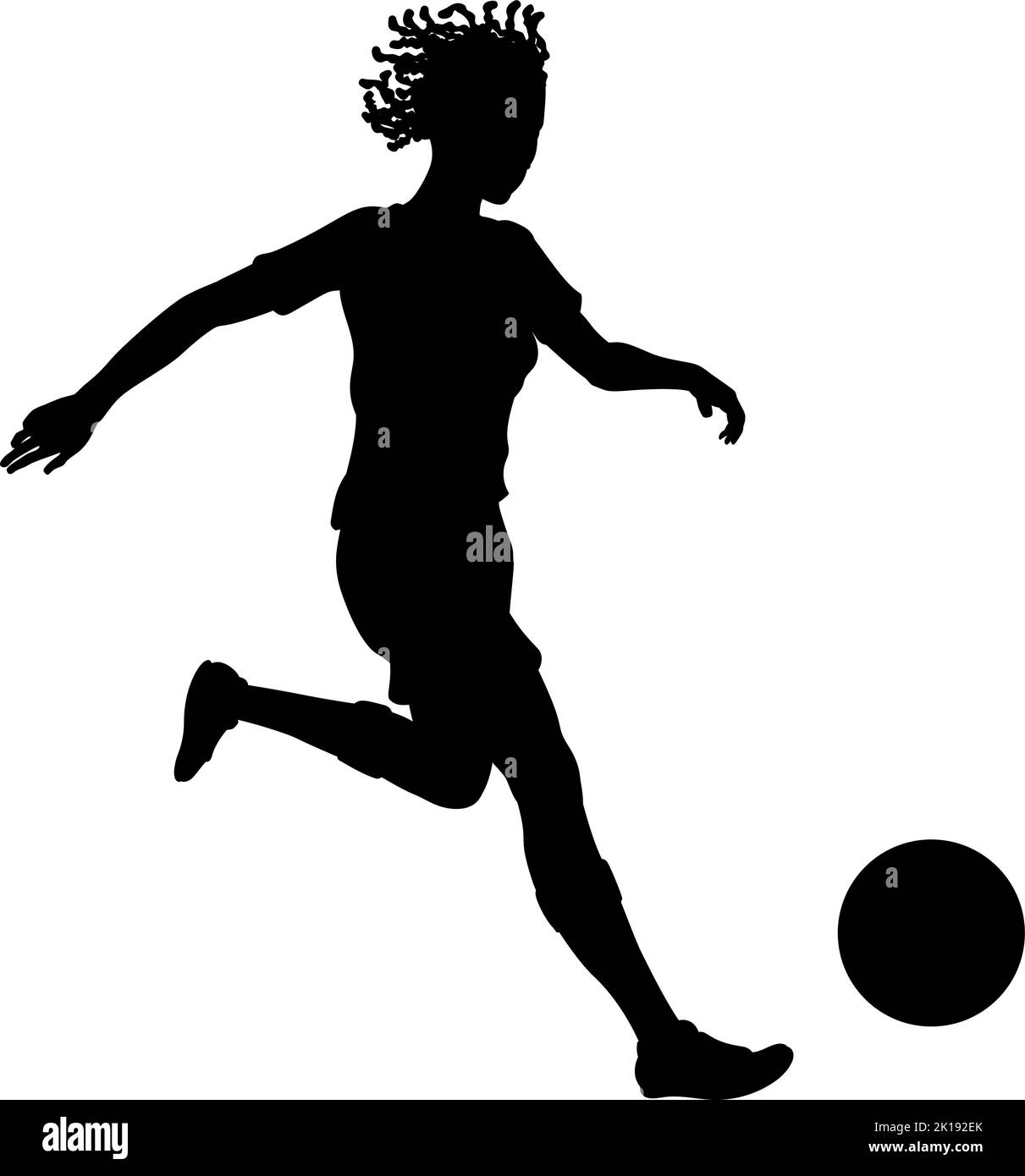 Black Woman Fußball-Fußballspielerin Silhouette Stock Vektor