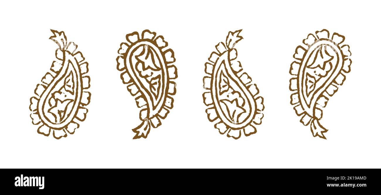 Original indischer Briefmarkendruck mit Paisley-Motiven Stockfoto