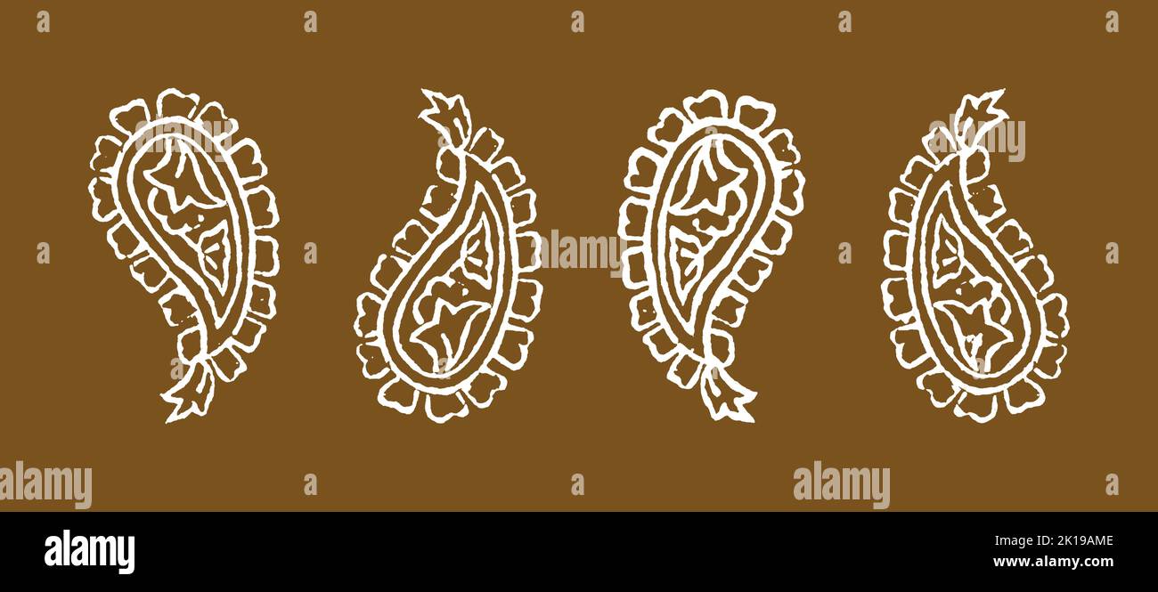 Original indischer Briefmarkendruck mit Paisley-Motiven Stockfoto