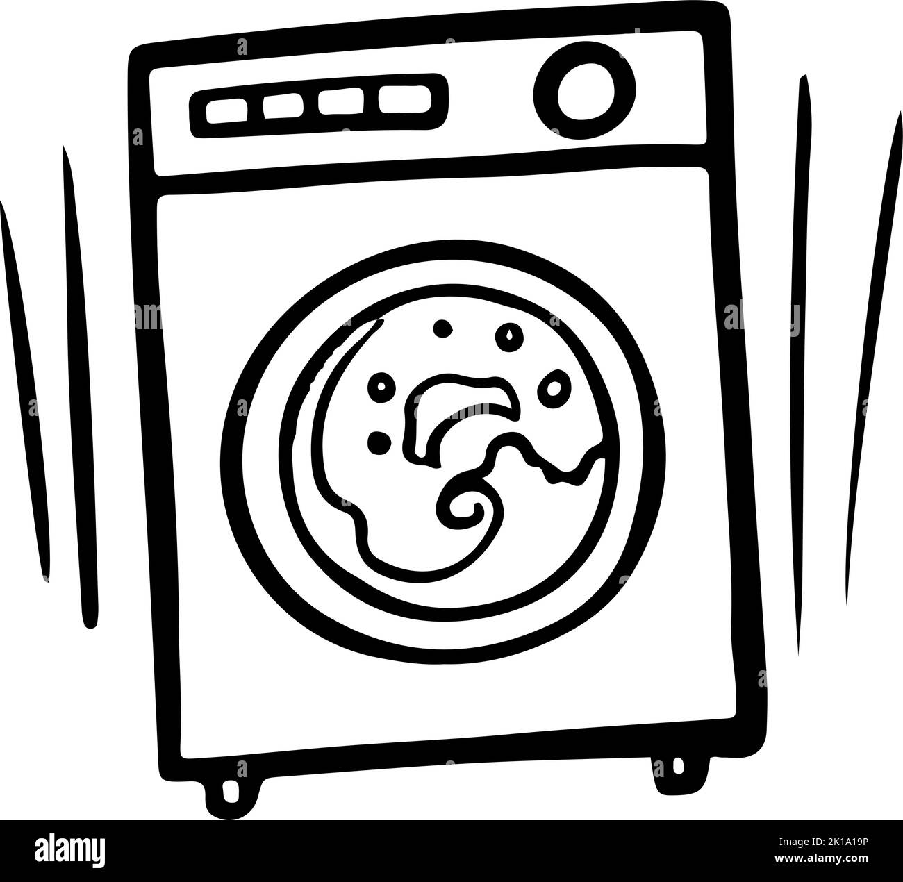 Handgezeichnete Vektorgrafik für Waschmaschinen Stock Vektor