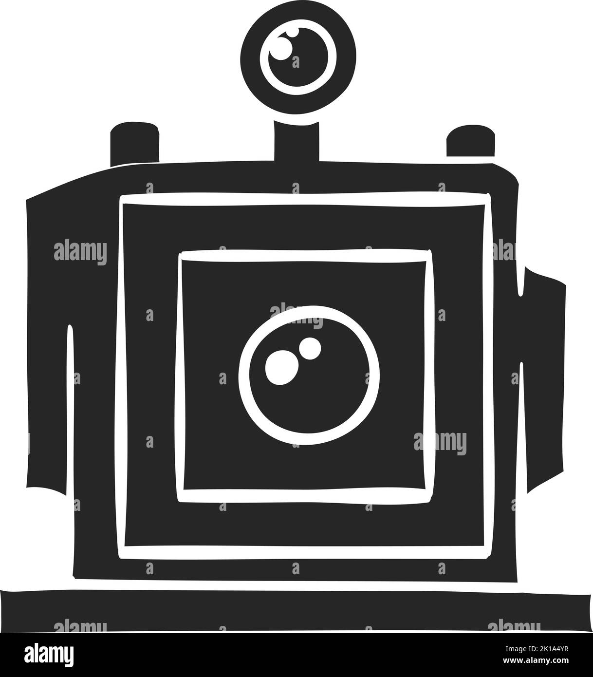Handgezeichnete großformatige Vektorgrafik der Kamera Stock Vektor