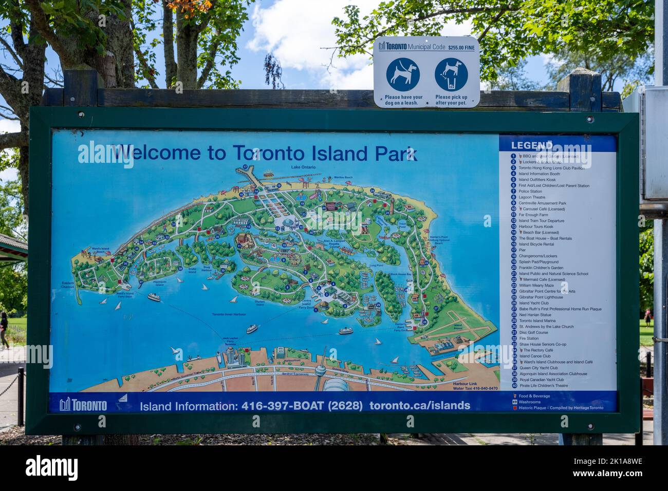 Schild Toronto Island Park. Stockfoto