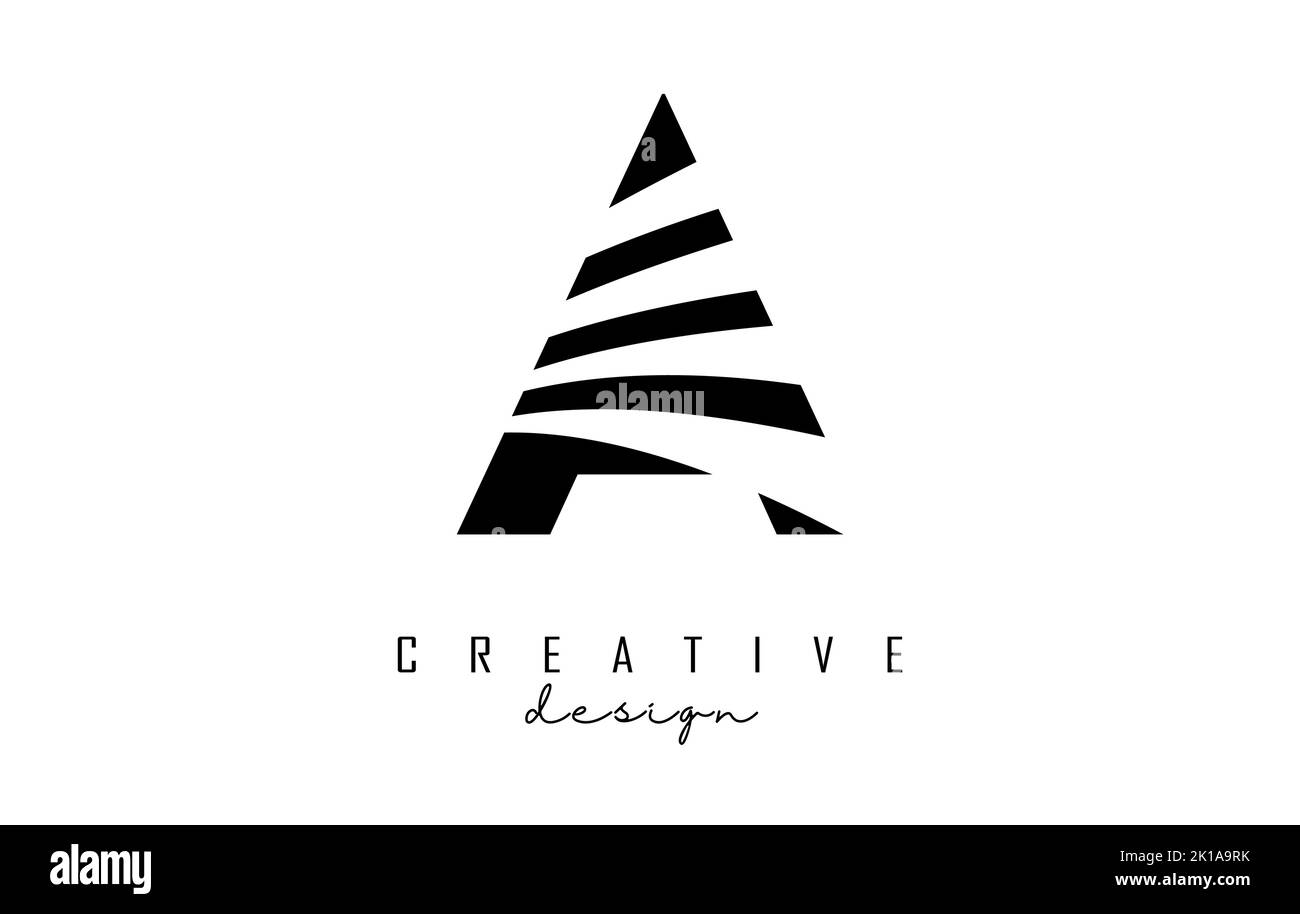 Schwarzes Lettera-Logo mit Linien-Design. Brief mit geometrischen und kreativen Schnitten Design. Vektorgrafik mit Buchstabe. Stock Vektor