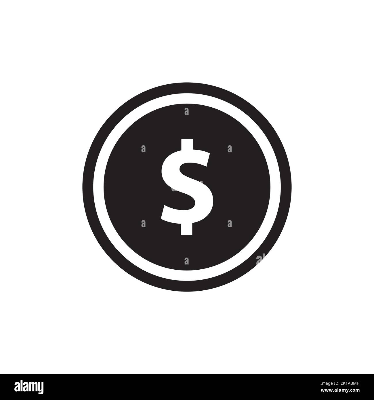 Ein einfaches Design des Dollarzeichens in einem schwarzen Kreis auf weißem Hintergrund Stock Vektor